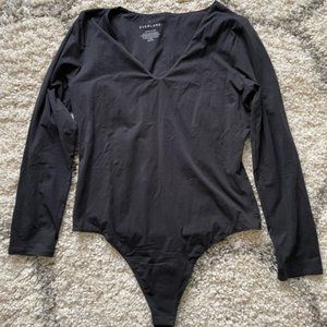 Everlane Black V Neck Long Sleeve Bodysuit XL